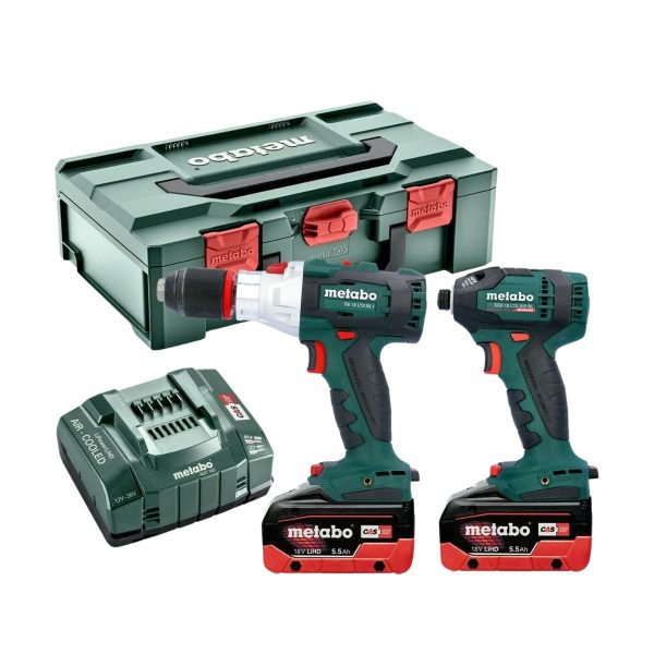 Комплект акумулаторен гайковерт и бормашина Metabo 685184000, 18 V, 200 Nm