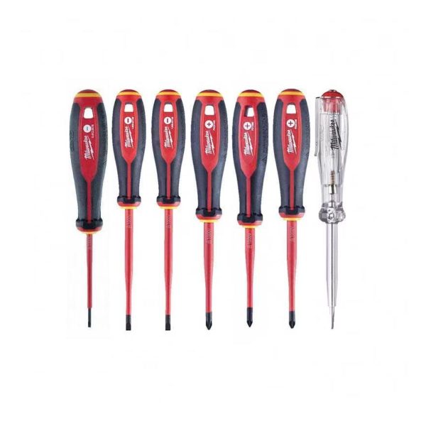 Комплект Tri-Lobe VDE отвертки Milwaukee 4932478738, 7 бр, фазомерКомплект Tri-Lobe VDE отвертки Milwaukee 4932478738, 7 бр, фазомер