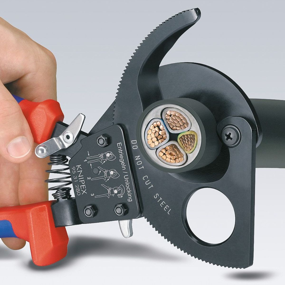Автоматична ножица за кабели с тресчотка Knipex 95 31 280, 280 мм