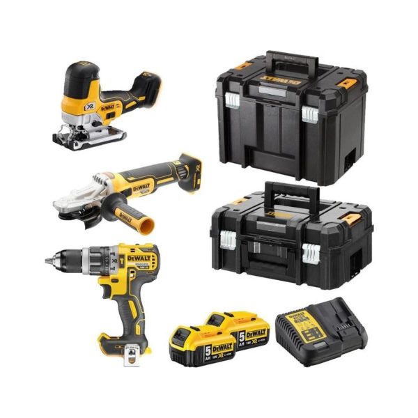 Комплект акумулаторни машини Dewalt DCK329P2T, 18V, DCD796, DCG405, DCS335