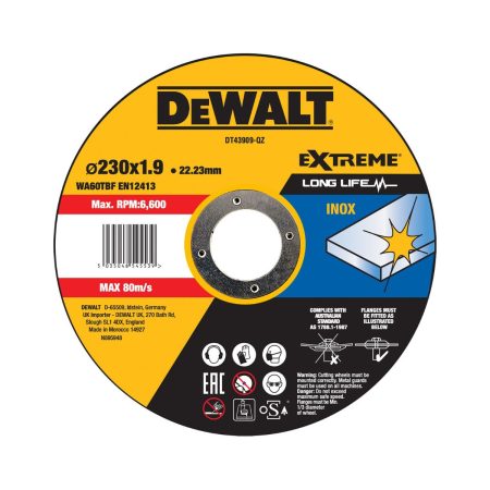 Карбофлексов диск за инокс DeWALT DT43909, ф230х1.9х22.23