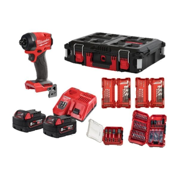 Комплект акумулаторен ударен винтоверт Milwaukee M18 FID3100P-502P, 18 V, 226 Nm