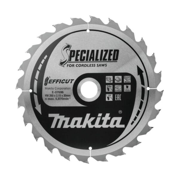 Циркулярен диск за дърво Makita E-07696, 260x2.15 мм, 24T