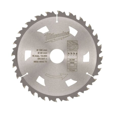 Циркулярен диск за дърво Milwaukee 4932464276, 190x30мм x 24T