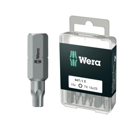 Комплект битове Wera 05072407001, TX15, 10 бр, 25 мм