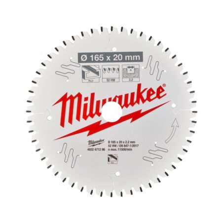 Циркулярен диск за алуминий Milwaukee 4932471296, 165x20мм, 52 зъба