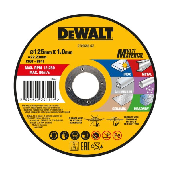 Карбофлексов диск DeWALT DT20595, 125 х 22,23 х 1 мм, Multi-material