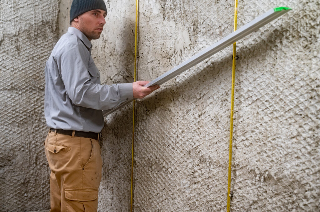 metal guide beacons are attached wall master checks beacons equality plane rule