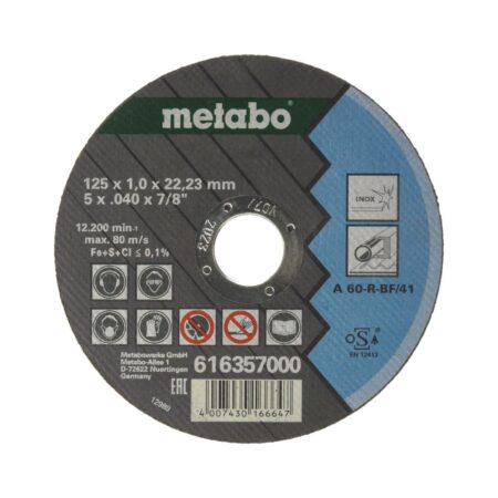 Диск за инокс METABO 616357000, 125 х 22.23 мм, 10 бр