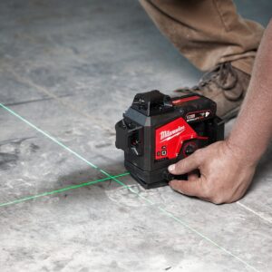 Комплект лазерен нивелир Milwaukee M123PLSKIT-401P, зелен, 360°, 4 Ah, 4933499379
