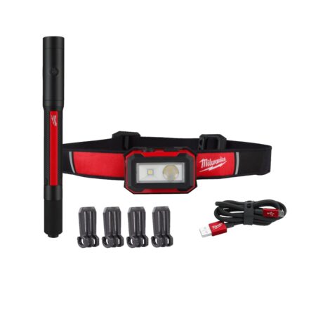 Комплект акумулаторен челник и фенерче Milwaukee IRHL450PL250, 450 lm, 4933492104